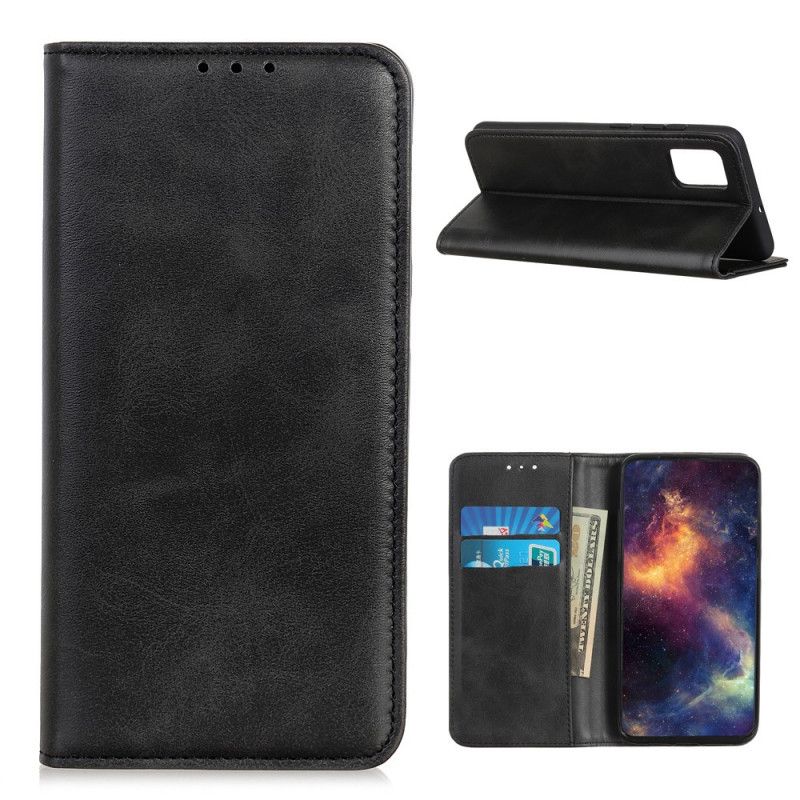 Flip Case Xiaomi Poco M3 Schwarz Elegantes Spaltleder