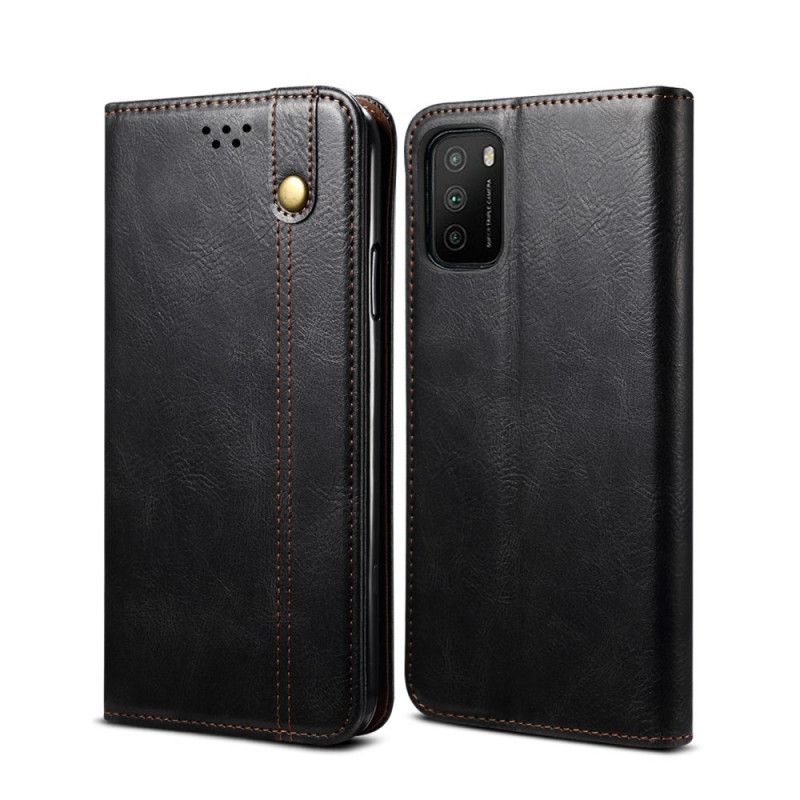 Flip Case Xiaomi Poco M3 Schwarz Gewachstes Kunstleder