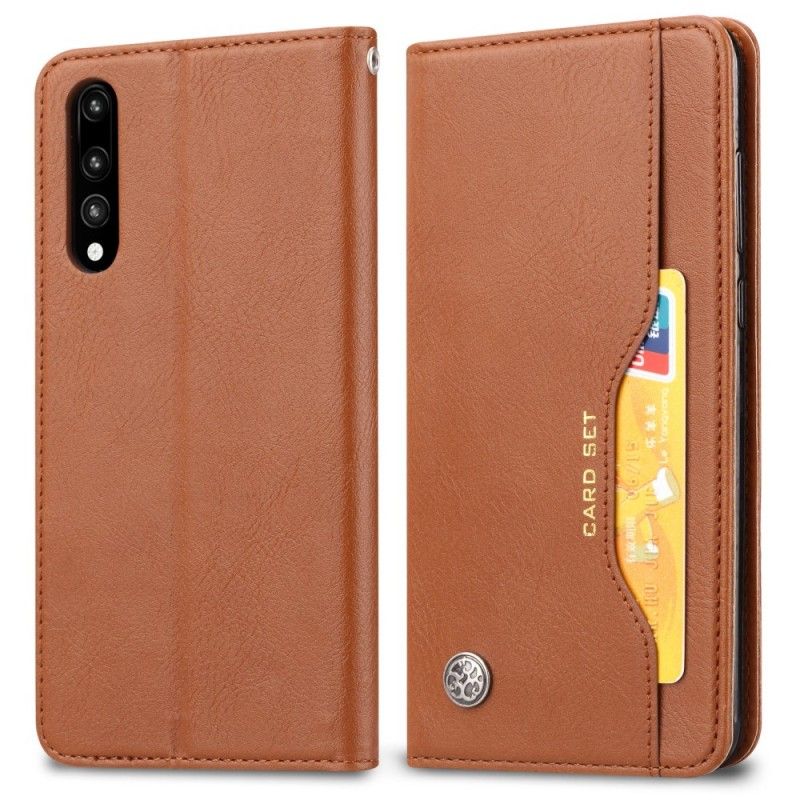 Flip Case Huawei P20 Schwarz Kartenhalter Aus Kunstleder