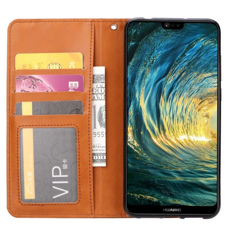 Flip Case Huawei P20 Schwarz Kartenhalter Aus Kunstleder