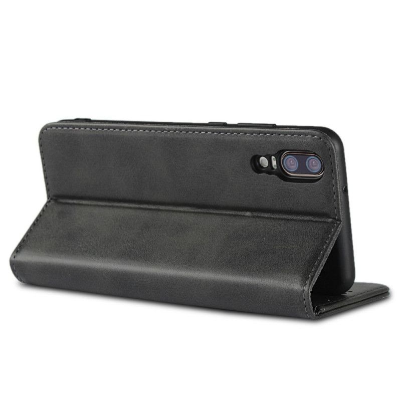 Flip Case Huawei P20 Schwarz Nüchterner Lederstil