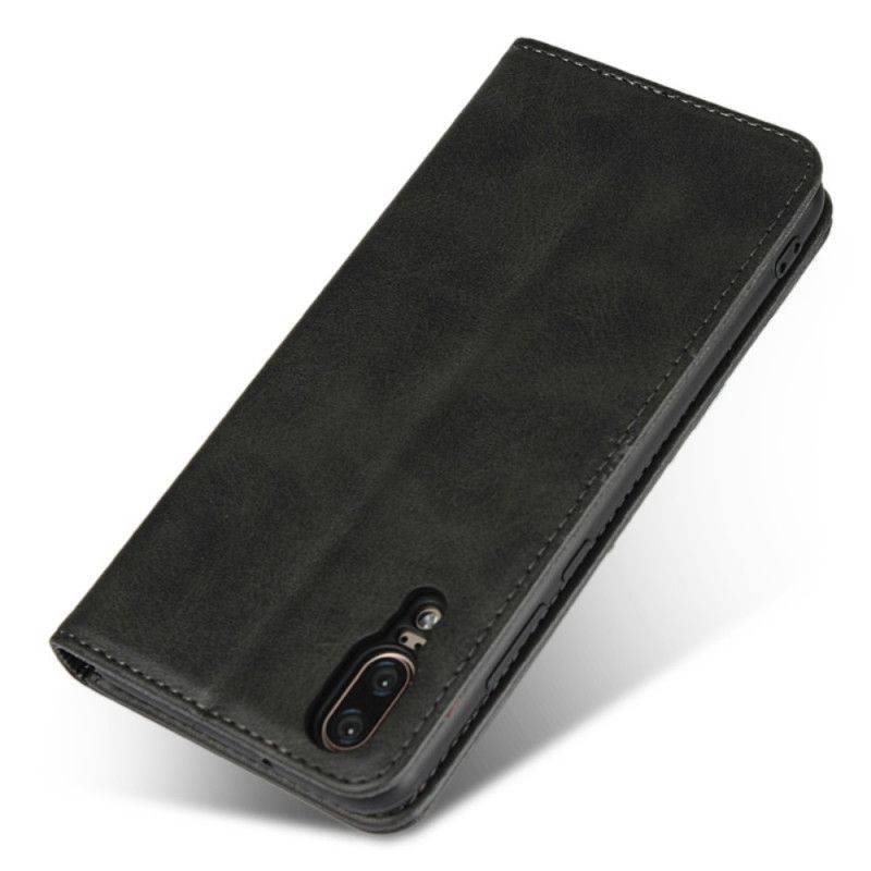 Flip Case Huawei P20 Schwarz Nüchterner Lederstil