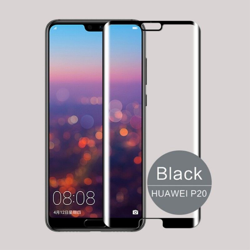 Gebogener Schutz Aus Gehärtetem Glas Huawei P20 Schwarz Mofi