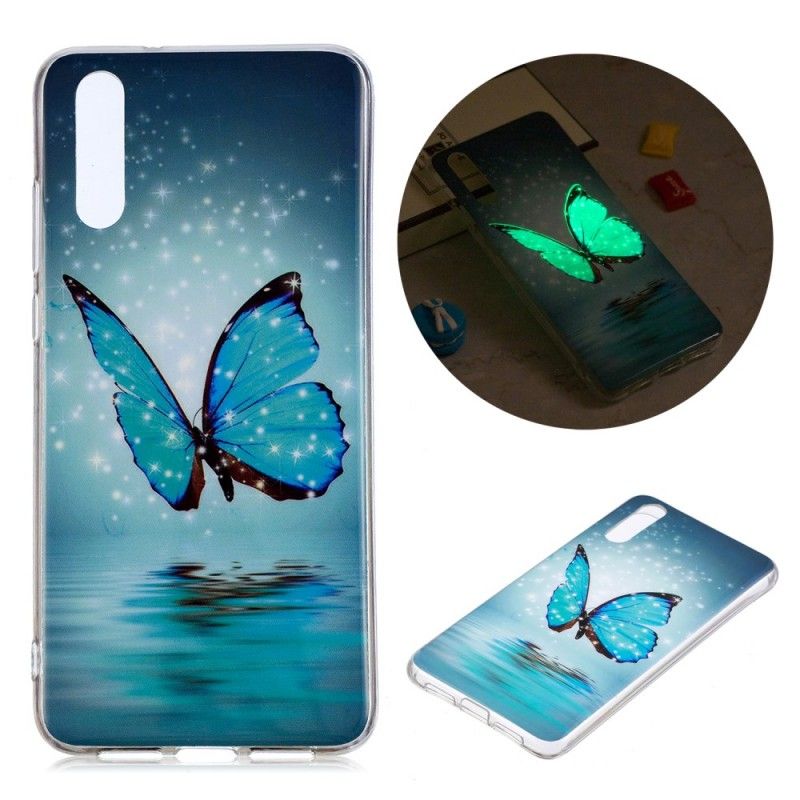 Hülle Huawei P20 Fluoreszierender Blauer Schmetterling