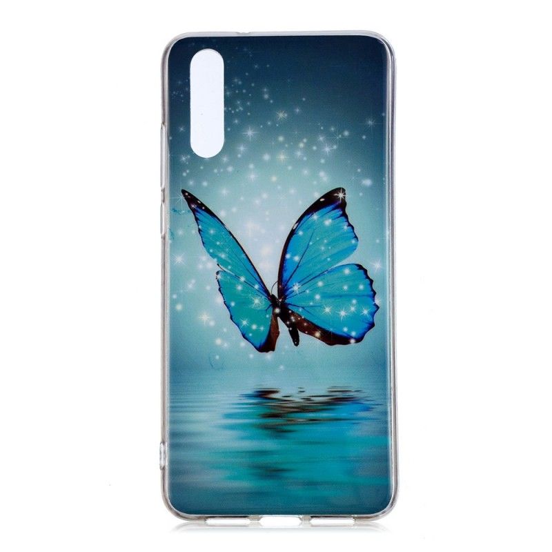 Hülle Huawei P20 Fluoreszierender Blauer Schmetterling