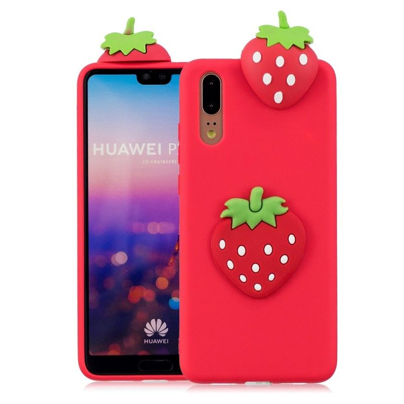 Hülle Huawei P20 Handyhülle 3D Erdbeere