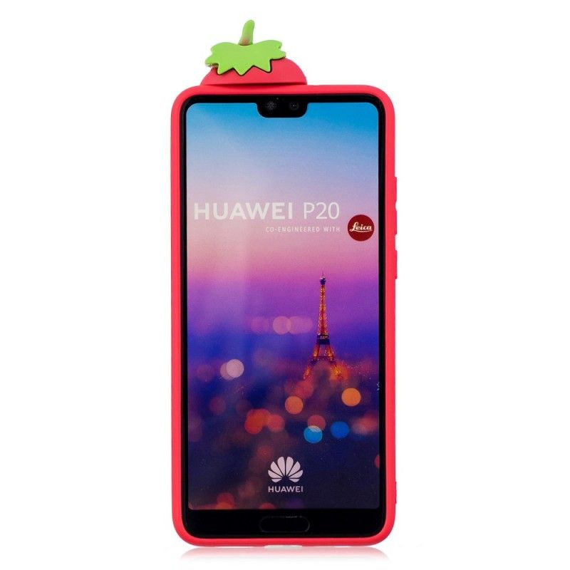 Hülle Huawei P20 Handyhülle 3D Erdbeere