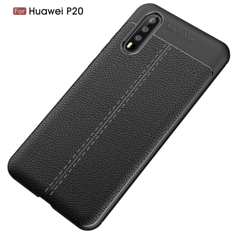 Hülle Huawei P20 Schwarz Doppellinien-Litschileder-Effekt