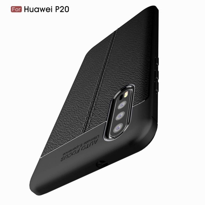 Hülle Huawei P20 Schwarz Doppellinien-Litschileder-Effekt