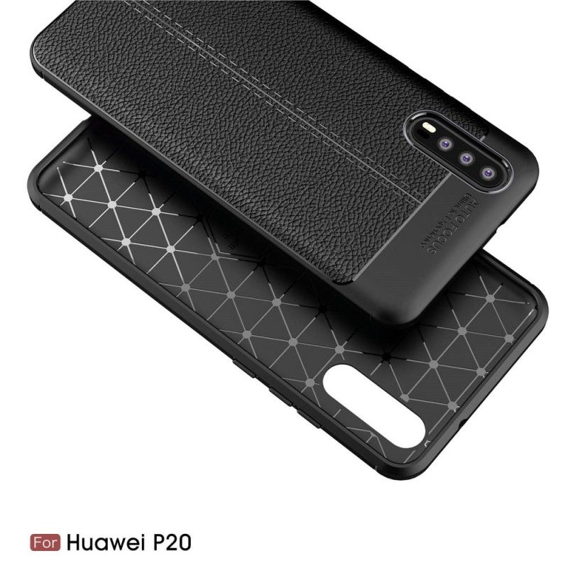 Hülle Huawei P20 Schwarz Doppellinien-Litschileder-Effekt