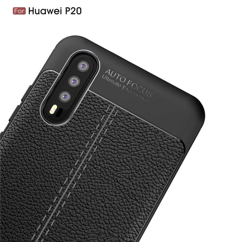 Hülle Huawei P20 Schwarz Doppellinien-Litschileder-Effekt