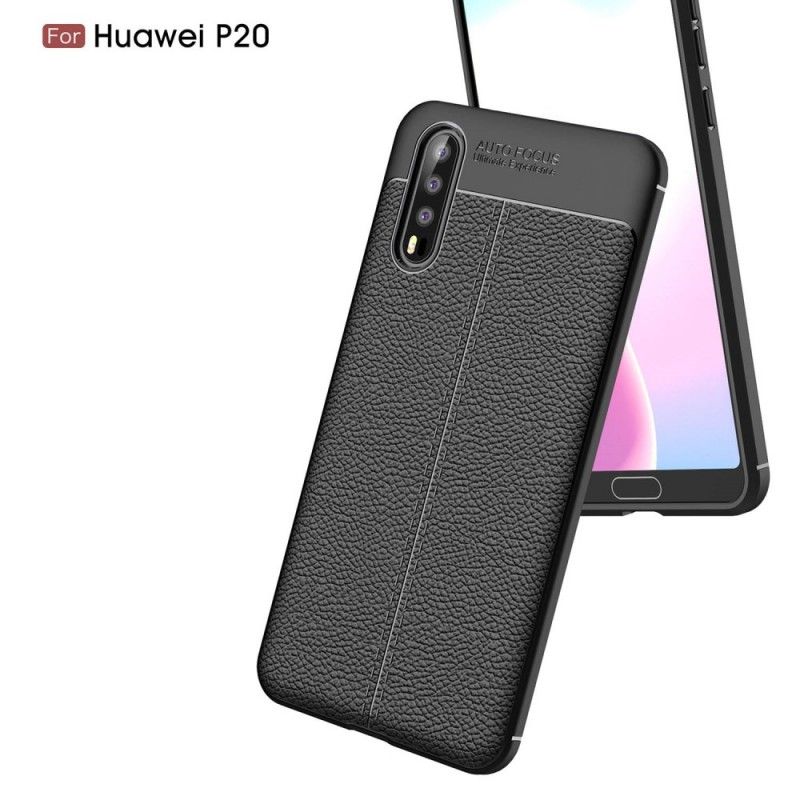 Hülle Huawei P20 Schwarz Doppellinien-Litschileder-Effekt