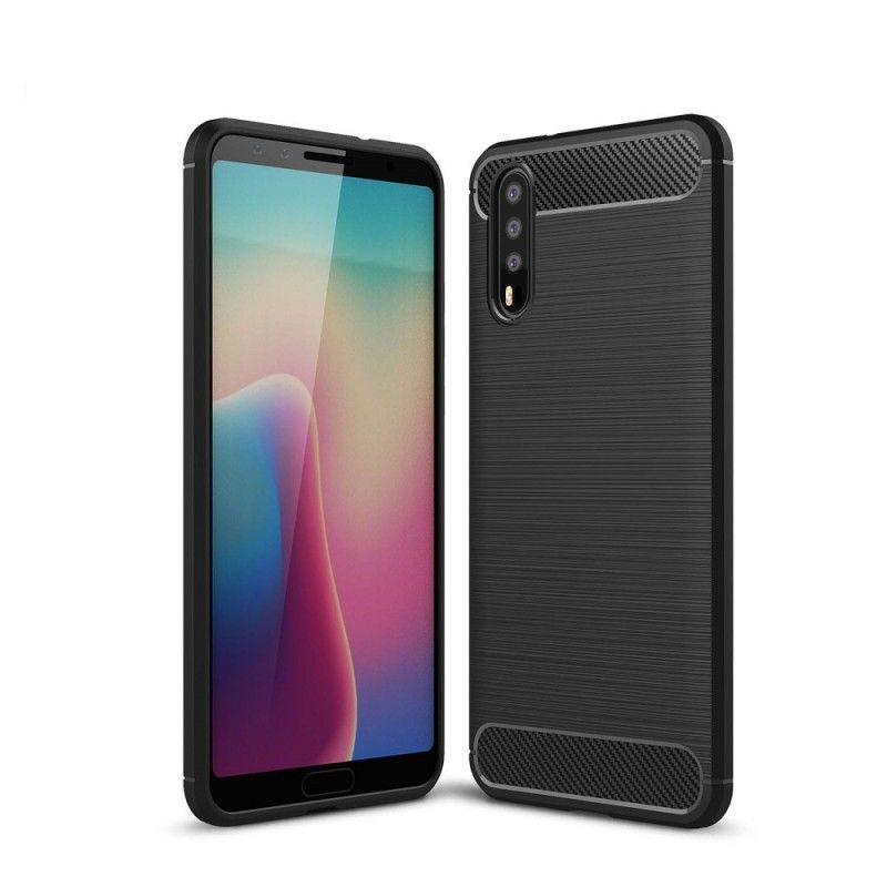 Hülle Huawei P20 Schwarz Gebürstete Kohlefaser