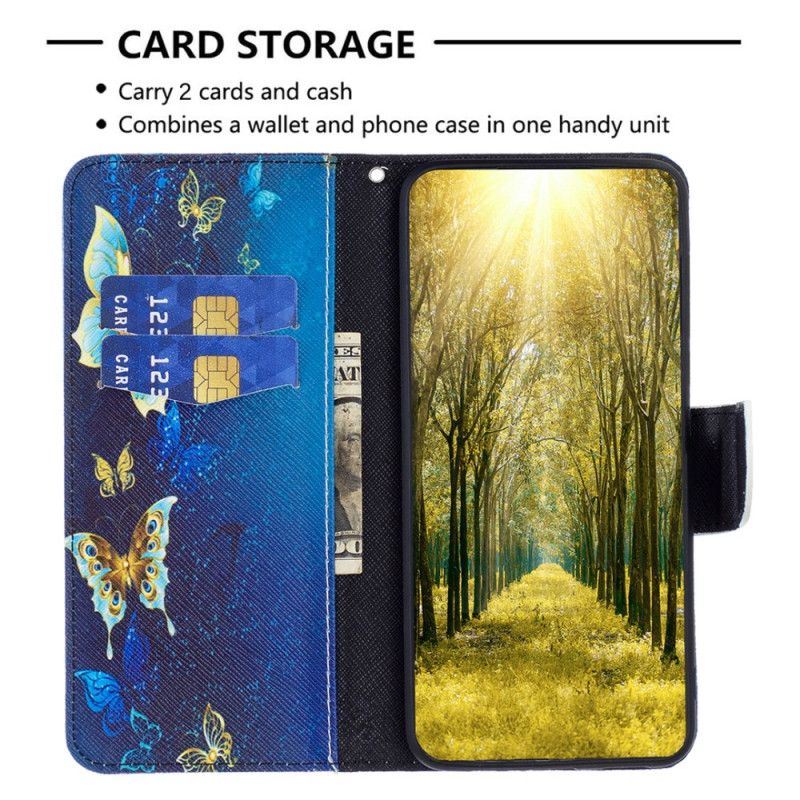 Lederhüllen Für Realme Note 60x Goldene Schmetterlinge