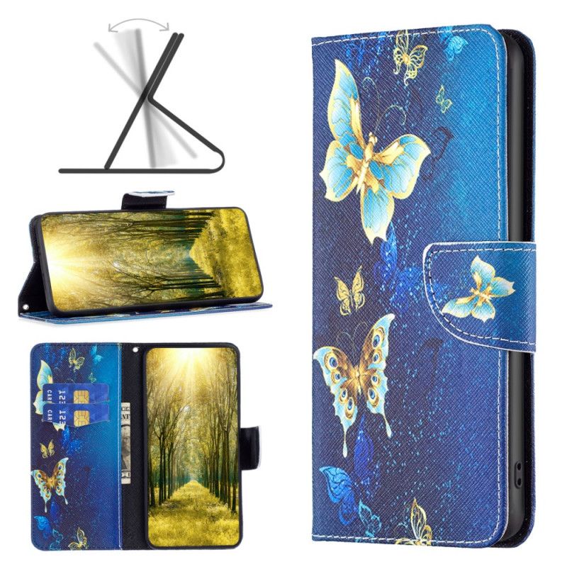 Lederhüllen Für Realme Note 60x Goldene Schmetterlinge
