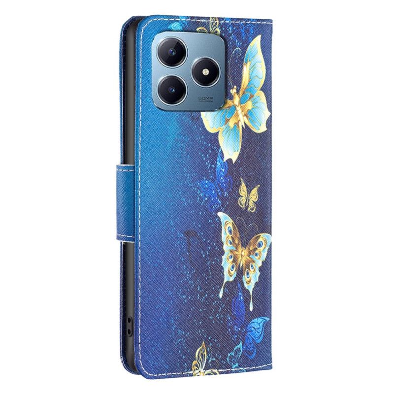 Lederhüllen Für Realme Note 60x Goldene Schmetterlinge