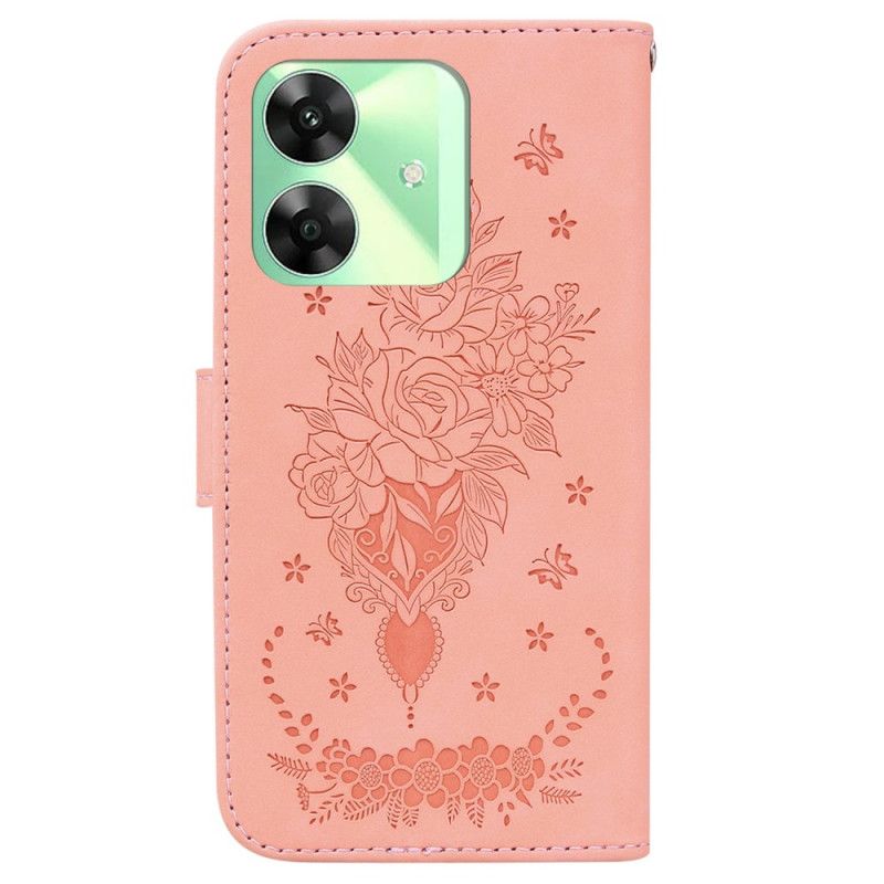 Lederhüllen Für Realme Note 60x Rosen In Wildlederoptik