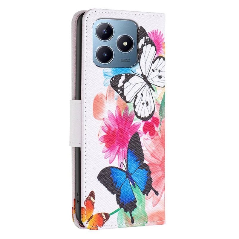 Lederhüllen Realme Note 60x Aquarell-schmetterlinge