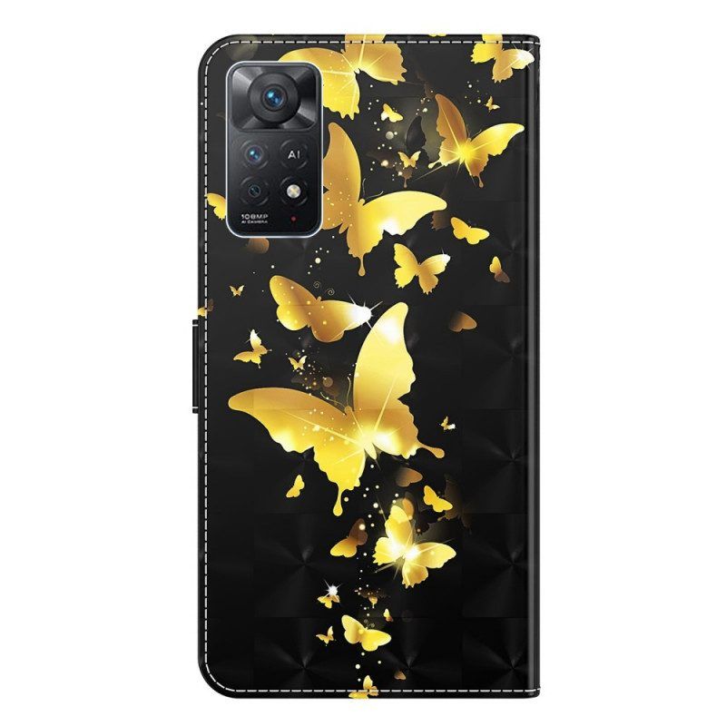 Flip Case Für Xiaomi Redmi Note 11 Pro / 11 Pro 5G Gelbe Schmetterlinge
