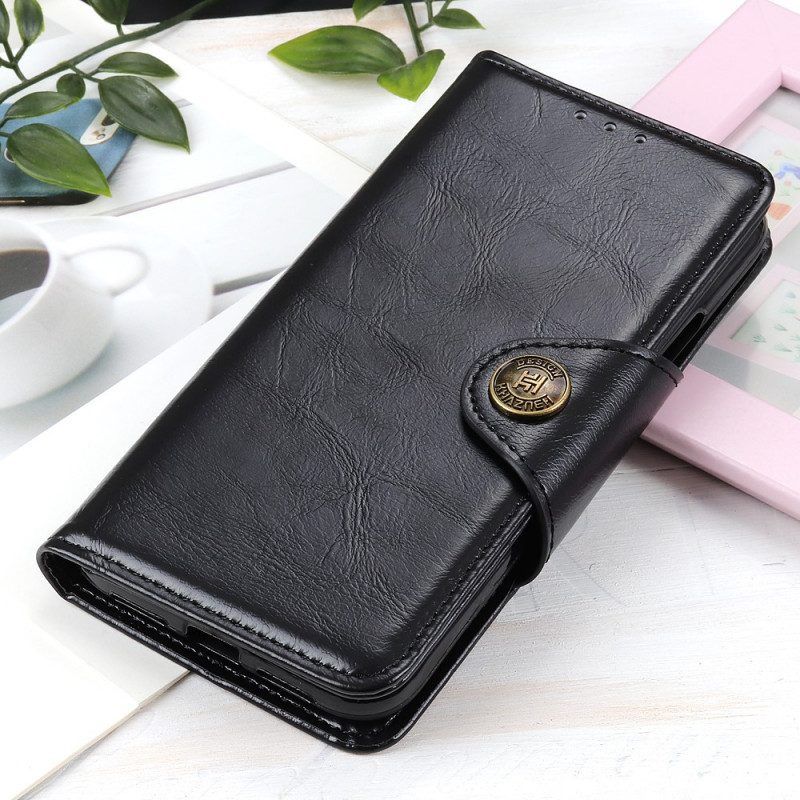 Flip Case Für Xiaomi Redmi Note 11 Pro / 11 Pro 5G Khazneh-knopf Aus Lacklederimitat