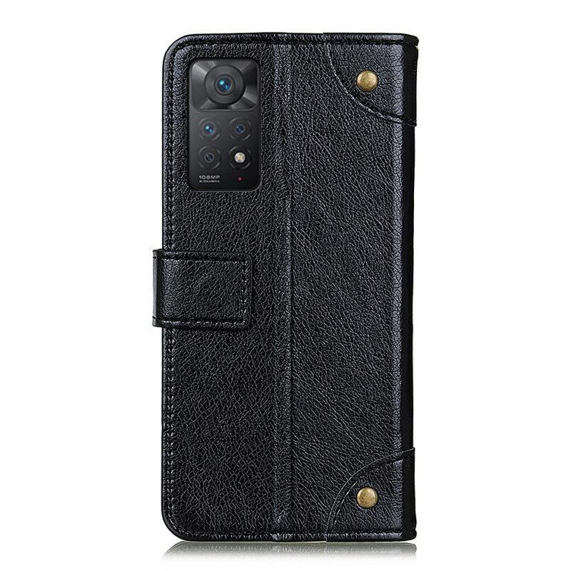 Flip Case Für Xiaomi Redmi Note 11 Pro / 11 Pro 5G Stil: Nappaleder Mit Vintage-nieten