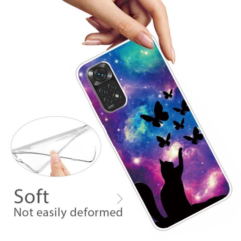 Handyhülle Für Xiaomi Redmi Note 11 Pro / 11 Pro 5G Katze Und Schmetterlinge Im Weltraum