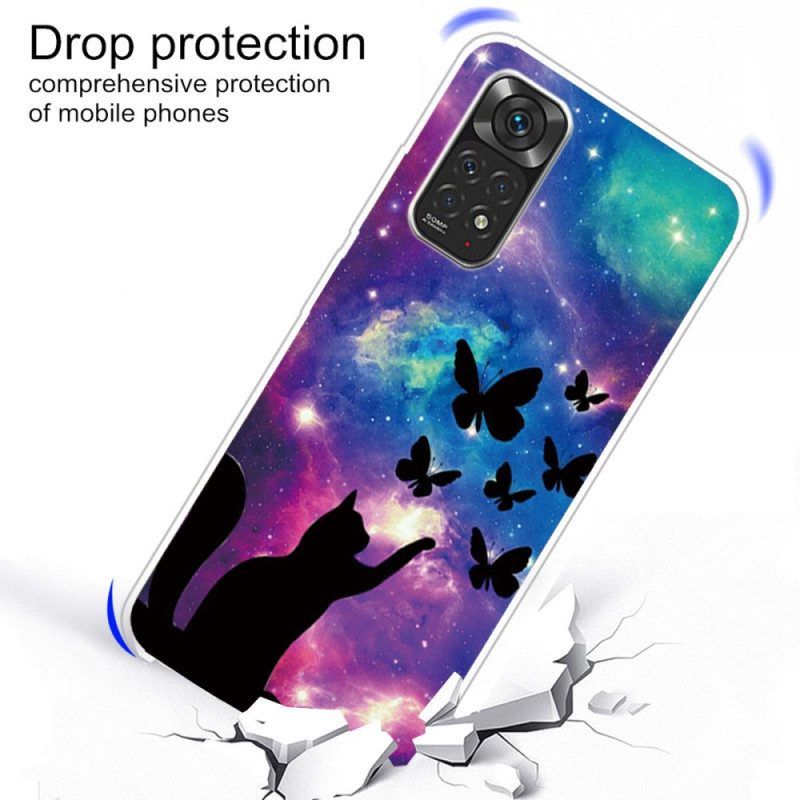 Handyhülle Für Xiaomi Redmi Note 11 Pro / 11 Pro 5G Katze Und Schmetterlinge Im Weltraum