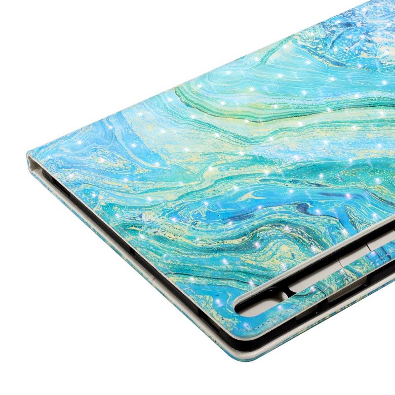 Lederhüllen Samsung Galaxy Tab S7 Plus Handyhülle Grüne Welle