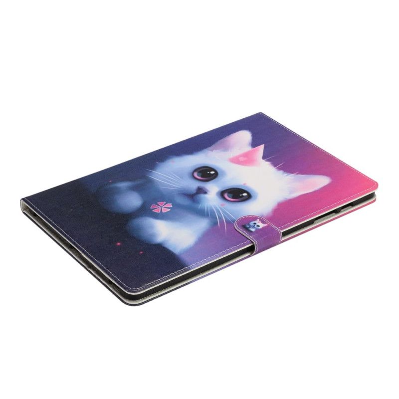 Lederhüllen Samsung Galaxy Tab S7 Plus Handyhülle Weißes Kätzchen
