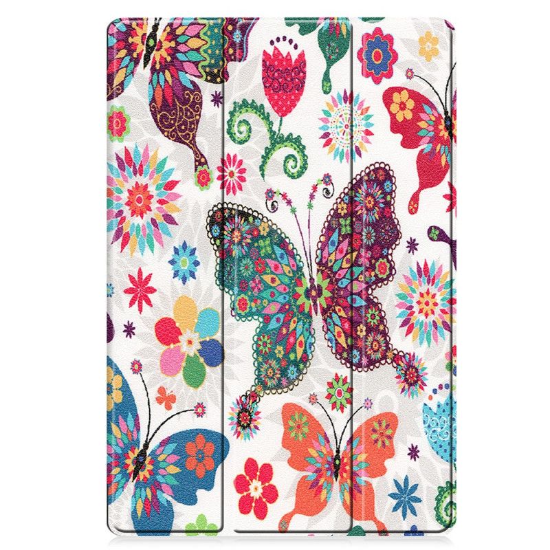 Smart Case Samsung Galaxy Tab S7 Plus Verstärkte Schmetterlinge Und Blumen