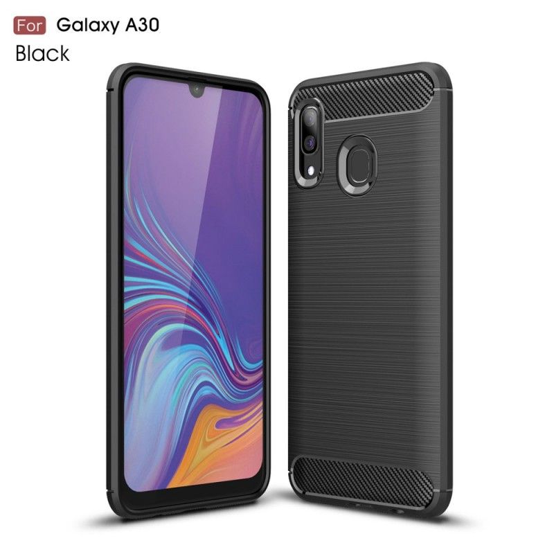 Hülle Für Samsung Galaxy A30 Schwarz Gebürstete Kohlefaser