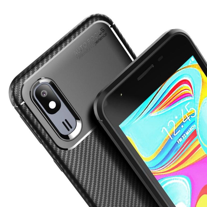 Hülle Samsung Galaxy A30 Marineblau Handyhülle Flexible Kohlefasertextur