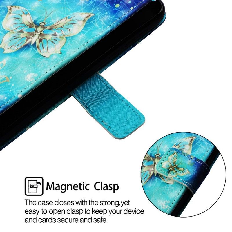 Lederhüllen Für Samsung Galaxy A30 Goldene Tanga-Schmetterlinge