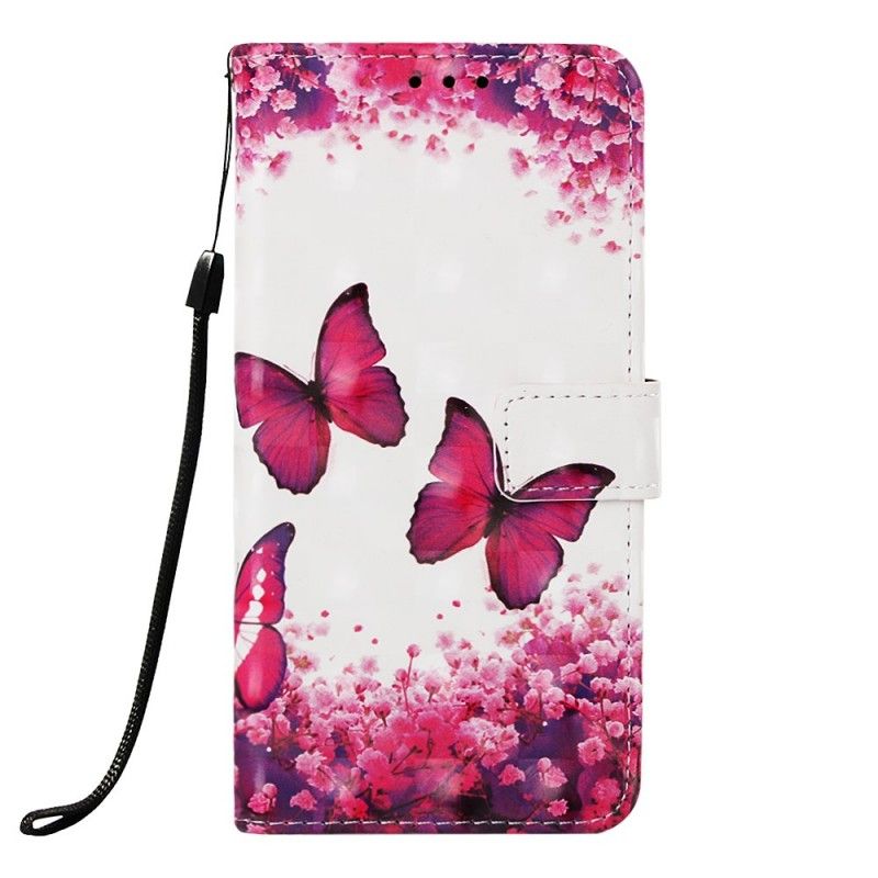 Lederhüllen Für Samsung Galaxy A30 Rote Schmetterlinge