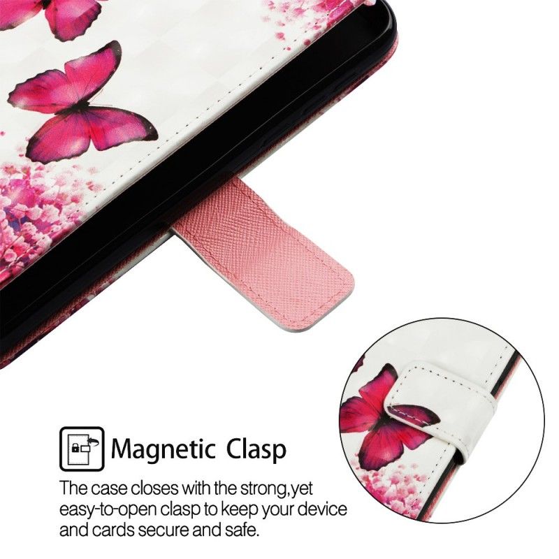 Lederhüllen Für Samsung Galaxy A30 Rote Schmetterlinge