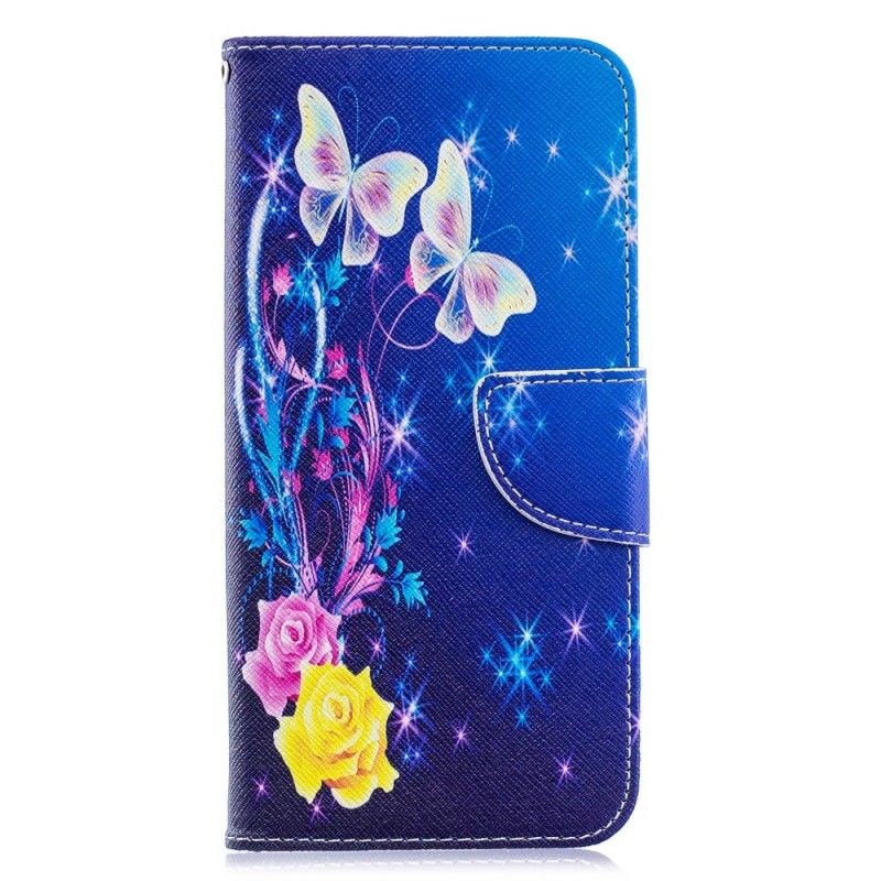 Lederhüllen Samsung Galaxy A30 Magenta Handyhülle Schmetterlinge Am Himmel