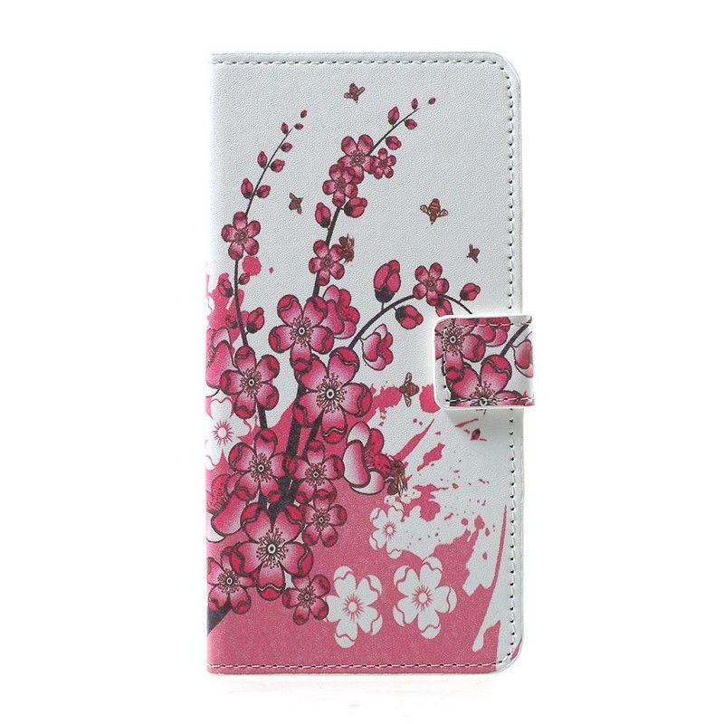 Lederhüllen Samsung Galaxy A30 Magenta Tropische Blumen