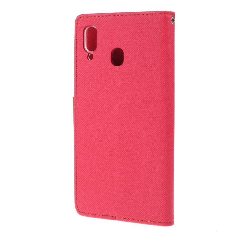 Lederhüllen Samsung Galaxy A30 Magenta Zweifarbiger Stoff