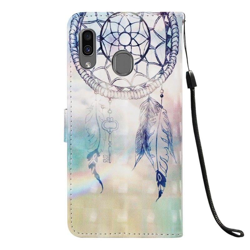 Lederhüllen Samsung Galaxy A30 Weiß Aquarell-Traumfänger