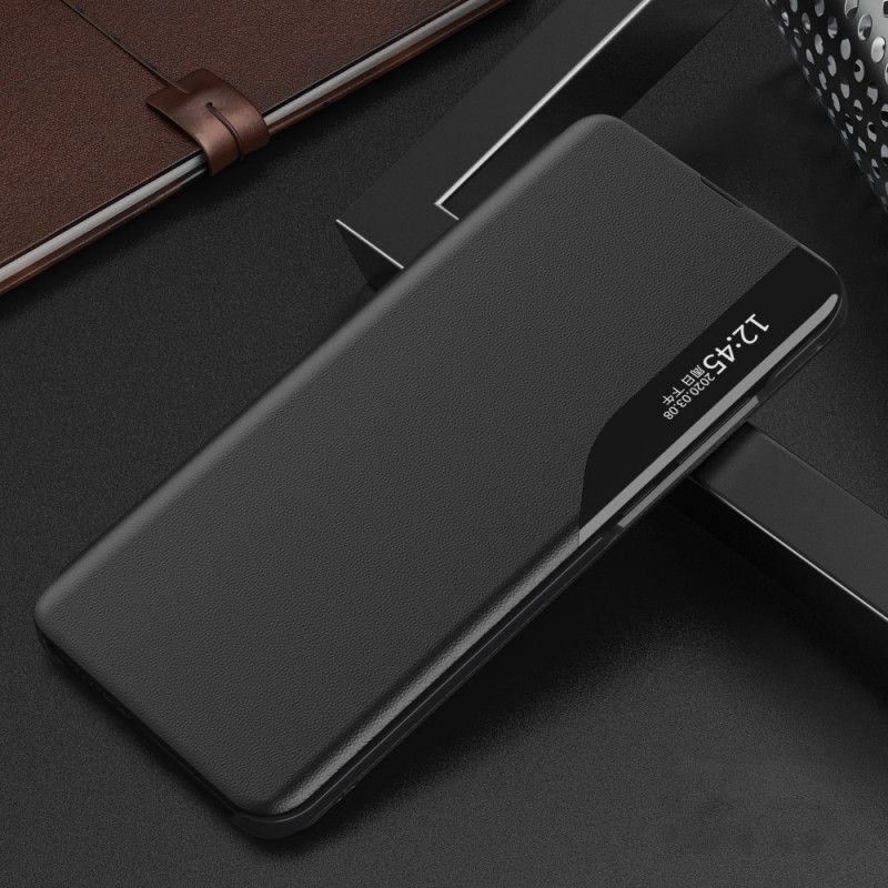 Cover Xiaomi Redmi Note 10 / Note 10S Schwarz Ledereffekt Anzeigen