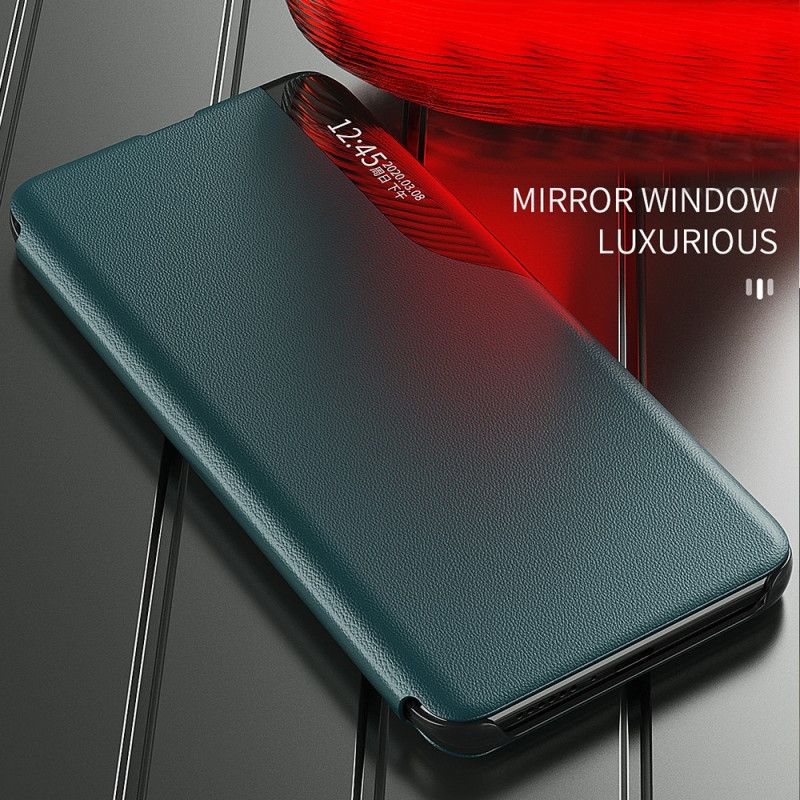 Cover Xiaomi Redmi Note 10 / Note 10S Schwarz Ledereffekt Anzeigen