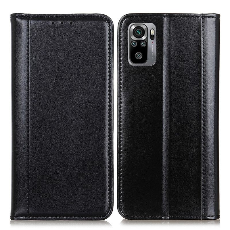 Flip Case Xiaomi Redmi Note 10 / Note 10S Schwarz Geteilte Lederversion