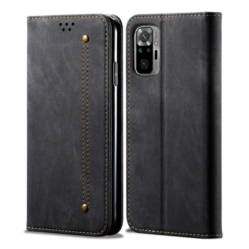 Flip Case Xiaomi Redmi Note 10 / Note 10S Schwarz Jeansstoff