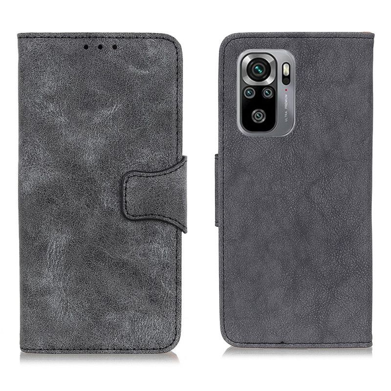 Lederhüllen Für Xiaomi Redmi Note 10 / Note 10S Grau Vintage Spaltleder