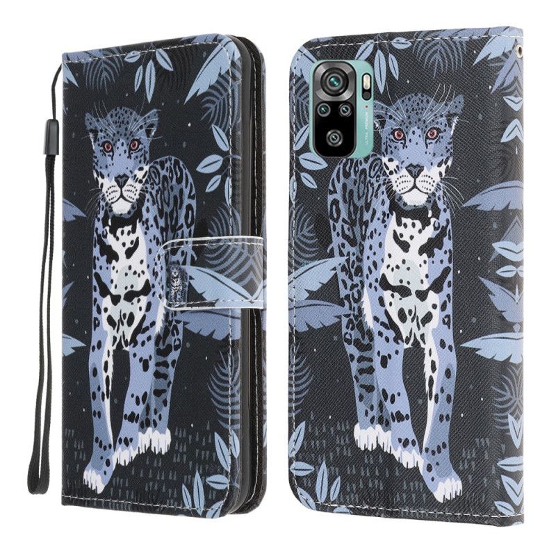 Lederhüllen Für Xiaomi Redmi Note 10 / Note 10S Leopard Mit Tanga