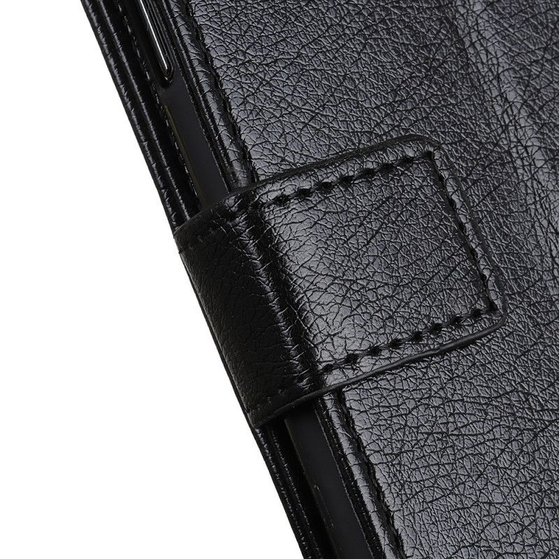 Lederhüllen Für Xiaomi Redmi Note 10 / Note 10S Schwarz Vintage Nieten Nappaleder Stil
