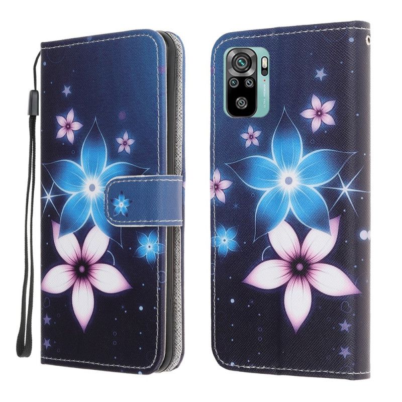 Lederhüllen Xiaomi Redmi Note 10 / Note 10S Mondblumen Mit Tanga