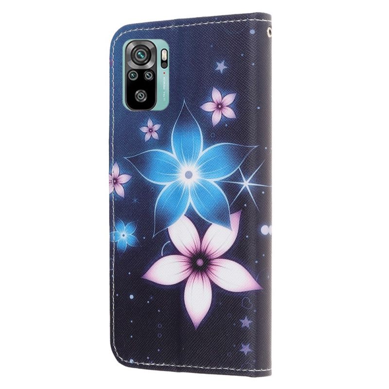 Lederhüllen Xiaomi Redmi Note 10 / Note 10S Mondblumen Mit Tanga