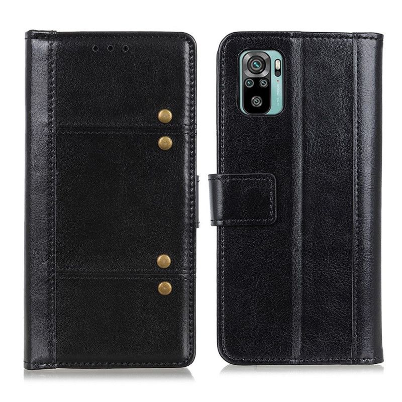 Lederhüllen Xiaomi Redmi Note 10 / Note 10S Schwarz Handyhülle Antiker Ledereffekt