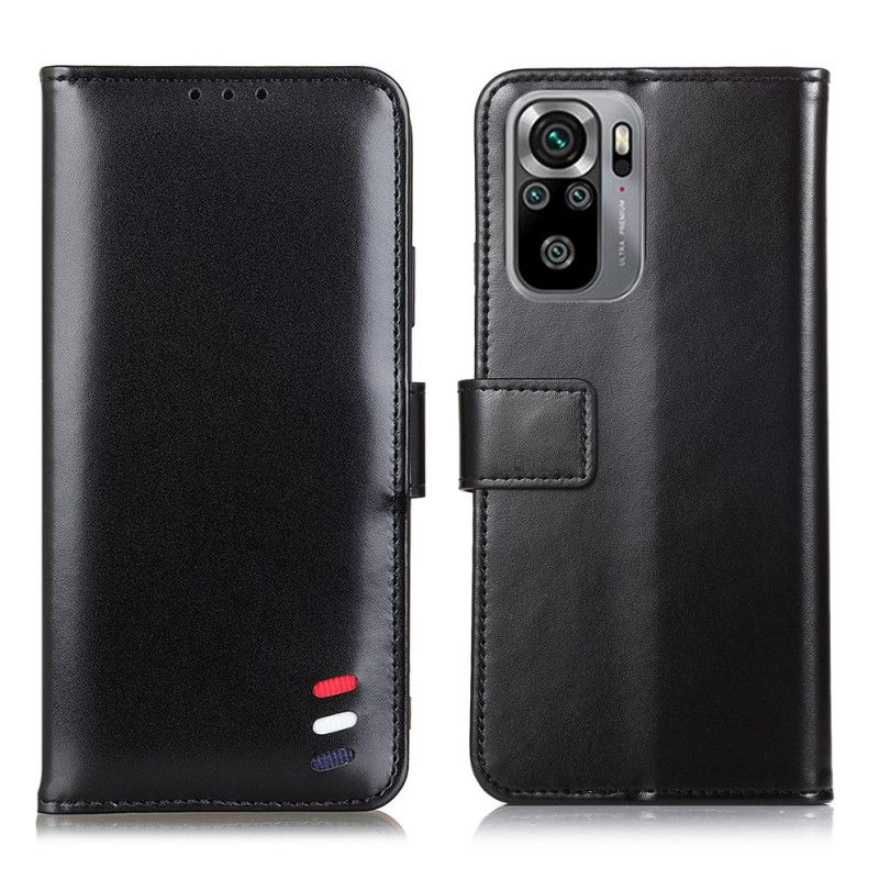 Lederhüllen Xiaomi Redmi Note 10 / Note 10S Schwarz Handyhülle Dreifarbiger Ledereffekt